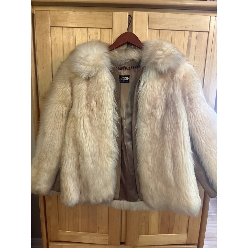 VTG Sterns of Auckland Real Fox Fur Suede Coat Penny Lane Glam Mob Wife
